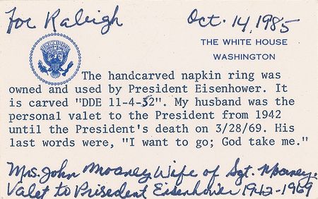 Lot #199 Dwight D. Eisenhower’s Napkin Ring - Image 4