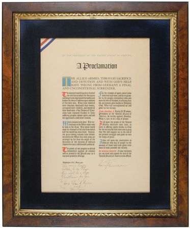 Lot #147 Harry S. Truman WWII Proclamation - Image 1