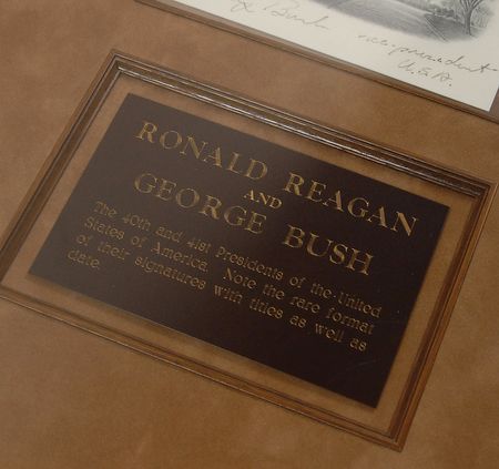 Lot #283 Ronald Reagan and George Bush Signed White House Vignette - Image 3