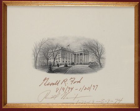 Lot #256 Richard Nixon and Gerald Ford Signed White House Vignette - Image 2