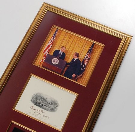 Lot #256 Richard Nixon and Gerald Ford Signed White House Vignette - Image 3