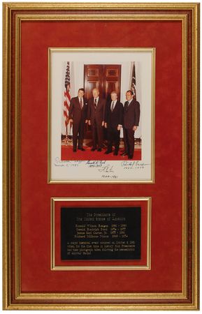 Lot #282 Four Presidents Signed Photograph - Image 1