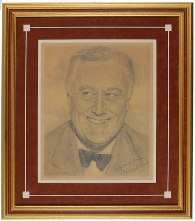 Lot #86 Franklin D. Roosevelt Signed Original Artwork - Image 1