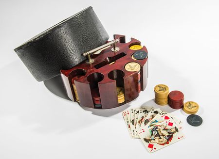 Lot #37 Warren G. Harding?s Mahogany Poker Set - Image 1