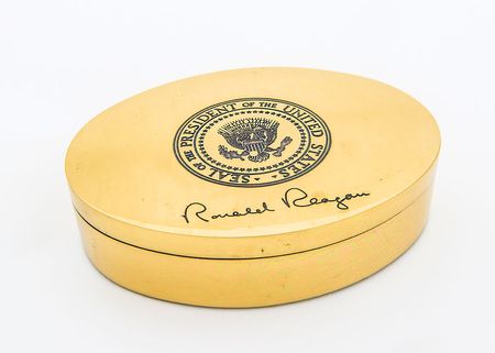 Lot #290 Ronald Reagan Gold-Tone Dish - Image 1
