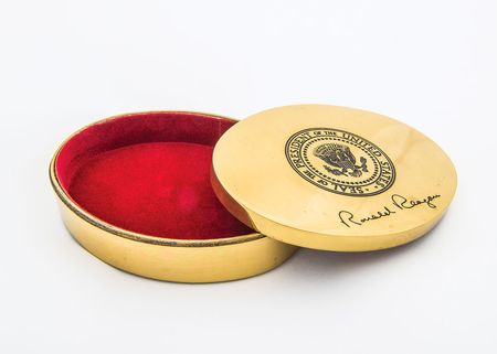 Lot #290 Ronald Reagan Gold-Tone Dish - Image 2