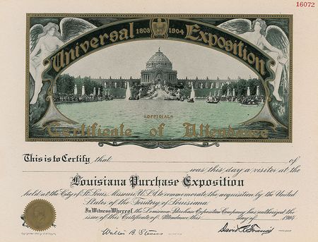 Lot #375 St. Louis World’s Fair 1904 Lapel Pin, Pendants, and Certificates - Image 7