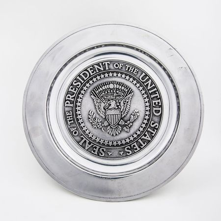Lot #291 Ronald Reagan Pewter Gift Plate - Image 1