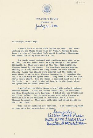 Lot #134 Franklin D. Roosevelt White House Queens’ Room Seat Cushions - Image 4