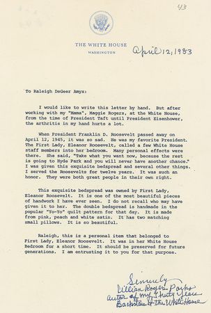 Lot #132 Eleanor Roosevelt?s White House Satin Bedspread and Pillows - Image 3