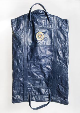 Lot #293 Ronald Reagan and George Bush Administration Leather Hanging Clothes Bag - Image 1