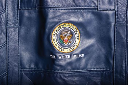 Lot #293 Ronald Reagan and George Bush Administration Leather Hanging Clothes Bag - Image 2