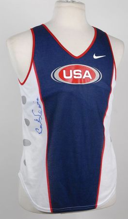 Lot #454 Carl Lewis Signed Jersey - Image 1