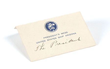 Lot #109 Franklin D. Roosevelt’s USS Arizona Place Card - Image 1
