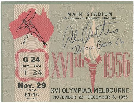Lot #438 Melbourne Olympics 1956 Tickets Signed By Al Oerter - Image 3