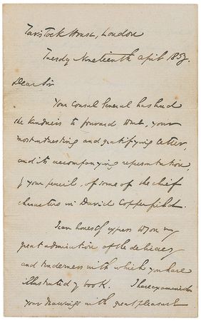 Lot #1032 Charles Dickens Autograph Letter Signed - Image 1