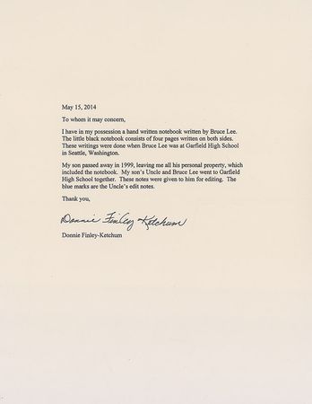 Lot #1070 Bruce Lee Autograph Manuscript - Image 3