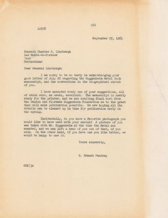Lot #1048 Charles Lindbergh Typed Letter Signed - Image 7