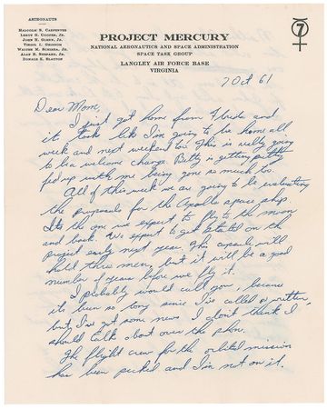 Lot #1050 Gus Grissom Autograph Letter Signed - Image 1