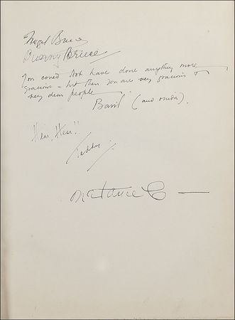 Lot #805 Brian Aherne’s Celebrity Guestbook: The Ahernes’ personal guestbook spanning decades, including James Whale, Sharon Tate, Boris Karloff, the Reagans, Rathbone, and Bruce - Image 1