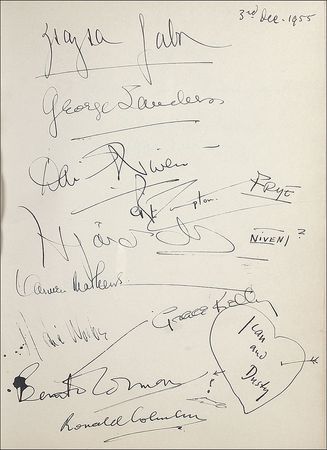 Lot #805 Brian Aherne’s Celebrity Guestbook: The Ahernes’ personal guestbook spanning decades, including James Whale, Sharon Tate, Boris Karloff, the Reagans, Rathbone, and Bruce - Image 7