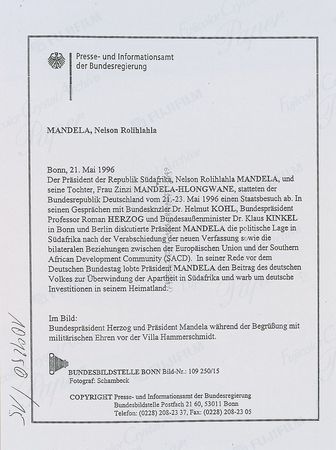 Lot #234 Nelson Mandela: Scarce image of the anti-Apartheid activist’s visit to Germany - Image 2