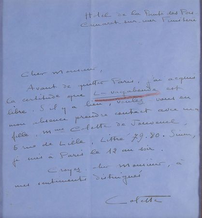 Lot #603 Colette Handwritten Letter Signed - Image 2