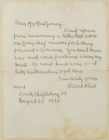 Lot #611 Robert Frost Handwritten Letter Signed - Image 2