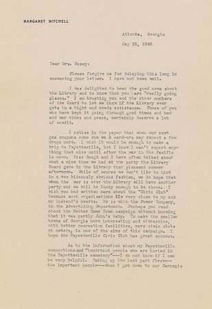 Lot #624 Margaret Mitchell Typed Letter Signed - Image 2