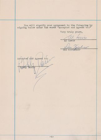 Lot #763 Bobby Darin Signed Document - Image 2
