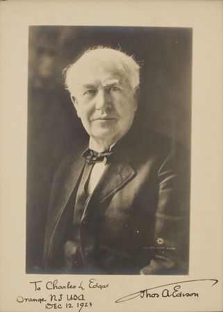 Lot #197 Thomas Edison Signed Photograph - Image 1