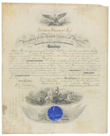 Lot #66 William H. Taft Signed Document - Image 1