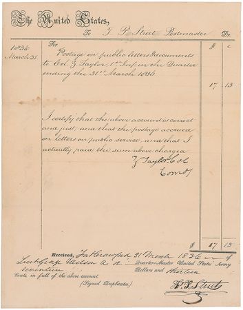 Lot #28 Zachary Taylor Signed Document