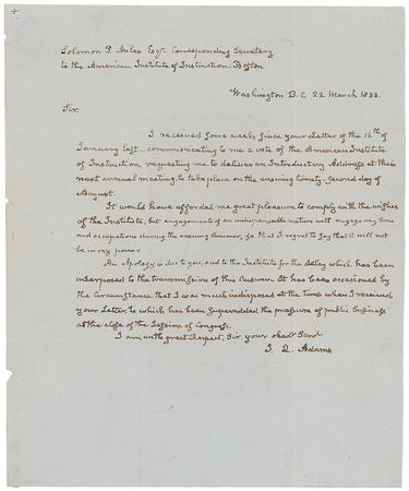 Lot #12 John Quincy Adams: Attractive handwritten