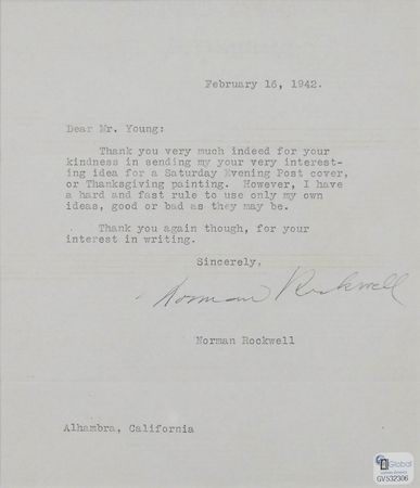 Lot #567 Norman Rockwell Typed Letter Signed - Image 2