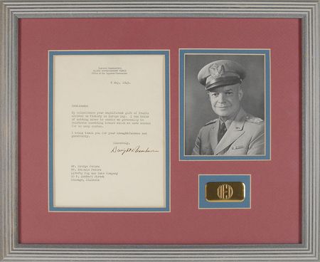 Lot #89 Dwight D. Eisenhower: Sending thanks for a gift received “on Victory in Europe Day” - Image 1
