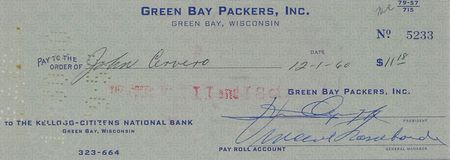 Lot #972 Vince Lombardi Check - Image 2