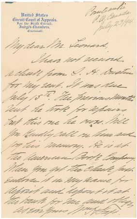 Lot #122 William H. Taft Handwritten Letter Signed - Image 1
