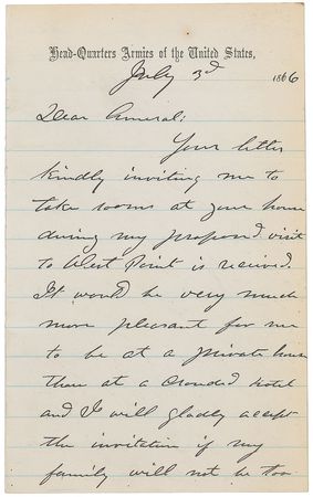 Lot #47 U. S. Grant: General Grant and his large family visit West Point in 1866 - Image 1