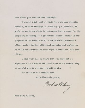 Lot #125 Woodrow Wilson Typed Letter Signed - Image 2