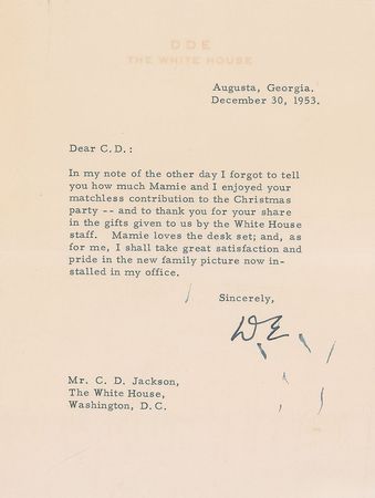 Lot #130 Herbert Hoover and Dwight D. Eisenhower Typed Letters Signed - Image 1