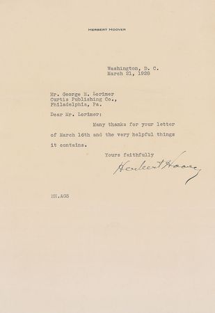 Lot #130 Herbert Hoover and Dwight D. Eisenhower Typed Letters Signed - Image 2