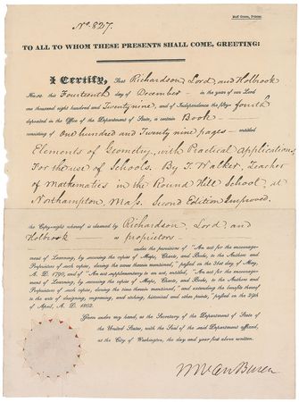 Lot #19 Martin Van Buren Signed Document