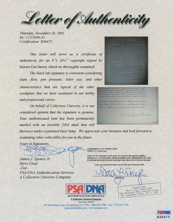 Lot #19 Martin Van Buren Signed Document - Image 2