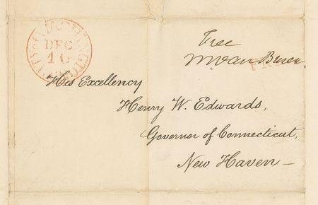 Lot #20 Martin Van Buren: Choice free-franked letter informing Connecticut’s governor of the death of a senator, urgently requesting an appointment to the vacancy - Image 3