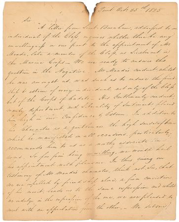 Lot #352 Albert Sidney Johnston and the West Point Class of 1826: Extraordinary West Point letter of recommendation signed by the class of 1826 - Image 1