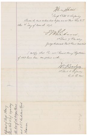 Lot #341 George A. Custer: Francis Marion Gibson Signed Document - Image 2