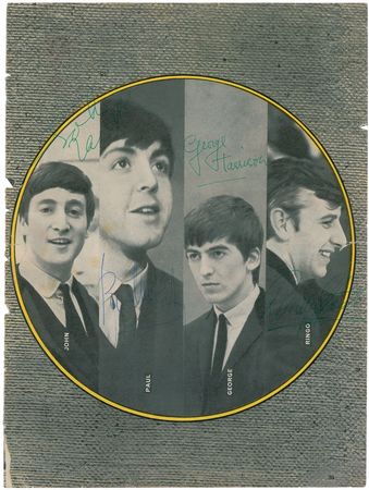 Lot #692 Beatles: Fully-signed Fab Four fanzine portrait - Image 1