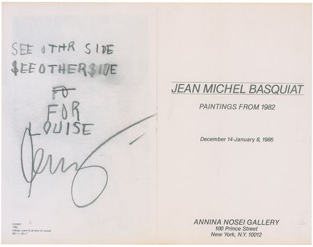 Lot #532 Jean-Michel Basquiat: Excessively rare invitation for Basquiatâ€™s 1986 exhibition of his greatest work - Image 2