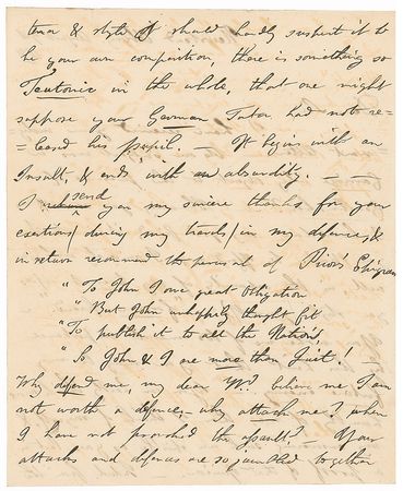 Lot #593 Lord Byron: Lord Byron lashes out against a ?former friend???You are not aware that my Mother lies dead in the very Chamber where you slept? - Image 2